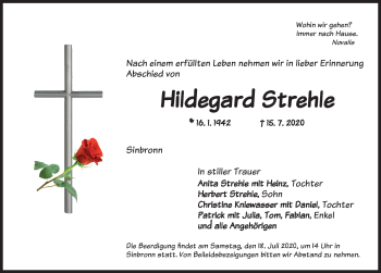 Traueranzeige von Hildegard Strehle von Dinkelsbühl/ Feuchtwangen