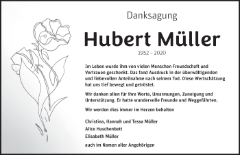 Traueranzeige von Hubert Müller von GE