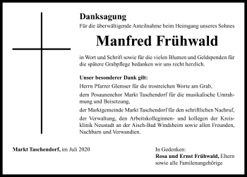 Traueranzeige von Manfred Frühwald von Neustadt/ Scheinfeld/ Uffenheim