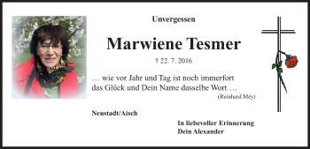 Traueranzeige von Marwiene Tesmer von Neustadt/ Scheinfeld/ Uffenheim