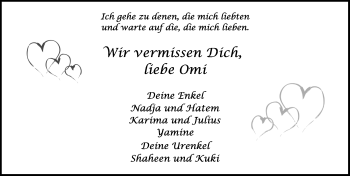 Traueranzeige von Omi  von Rothenburg