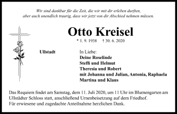 Traueranzeige von Otto Kreisel von Neustadt/ Scheinfeld/ Uffenheim