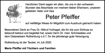Traueranzeige von Peter Pfeiffer von Rothenburg