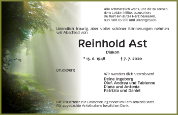 Traueranzeige von Reinhold Ast von Ansbach