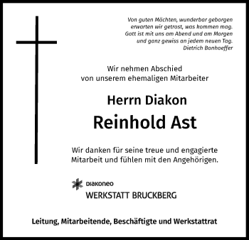 Traueranzeige von Reinhold Ast von Ansbach