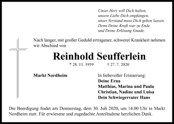 Traueranzeige von Reinhold Seufferlein von GE