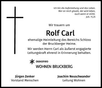 Traueranzeige von Rolf Carl von Ansbach