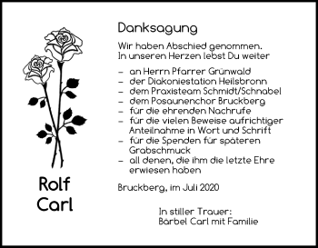 Traueranzeige von Rolf Carl von Ansbach