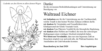 Traueranzeige von Waltraud Eichner von Neustadt/ Scheinfeld/ Uffenheim