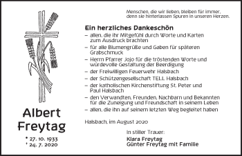 Traueranzeige von Albert Freytag von Dinkelsbühl/ Feuchtwangen