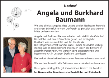 Traueranzeige von Angela Baumann von Ansbach