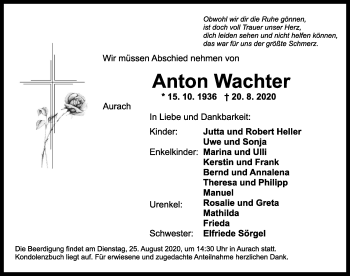 Traueranzeige von Anton Wachter von Ansbach