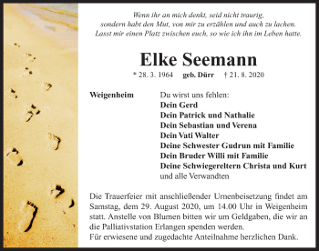 Traueranzeige von Elke Seemann von Neustadt/ Scheinfeld/ Uffenheim