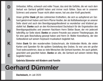 Traueranzeige von Gerhard Dümmler von Neustadt/ Scheinfeld/ Uffenheim