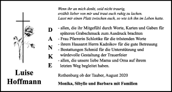 Traueranzeige von Luise Hoffmann von Rothenburg