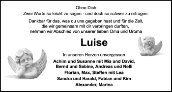 Traueranzeige von Luise Hoffmann von Rothenburg