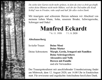 Traueranzeige von Manfred Eckardt von Neustadt/ Scheinfeld/ Uffenheim