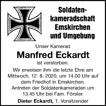 Traueranzeige von Manfred Eckardt von Neustadt/ Scheinfeld/ Uffenheim