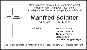 Traueranzeige von Manfred Soldner von Dinkelsbühl/ Feuchtwangen