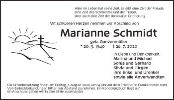 Traueranzeige von Marianne Schmidt von Dinkelsbühl/ Feuchtwangen