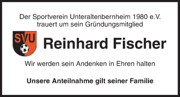 Traueranzeige von Reinhard Fischer von Ansbach