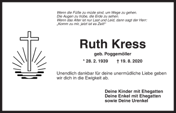 Traueranzeige von Ruth Kress von Ansbach