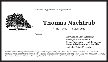 Traueranzeige von Thomas Nachtrab von AB