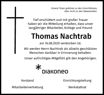 Traueranzeige von Thomas Nachtrab von Ansbach