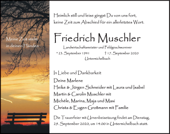 Traueranzeige von Friedrich Muschler von Dinkelsbühl/ Feuchtwangen
