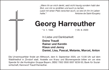 Traueranzeige von Georg Harreuther von Neustadt/ Scheinfeld/ Uffenheim