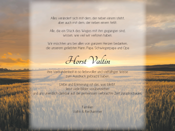 Traueranzeige von Horst Valtin von Ansbach