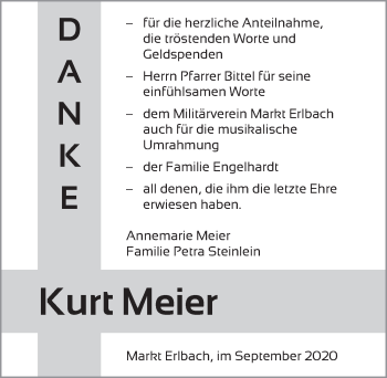 Traueranzeige von Kurt Meier von Neustadt/ Scheinfeld/ Uffenheim