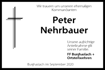 Traueranzeige von Peter Nehrbauer von Neustadt/ Scheinfeld/ Uffenheim