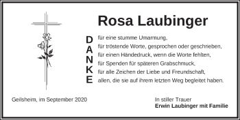 Traueranzeige von Rosa Laubinger von Dinkelsbühl/ Feuchtwangen