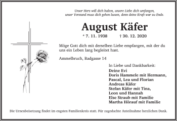 Traueranzeige von August Käfer von Dinkelsbühl/ Feuchtwangen