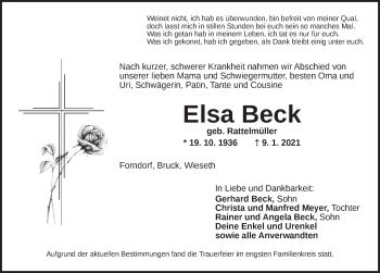 Traueranzeige von Elsa Beck von Dinkelsbühl/ Feuchtwangen