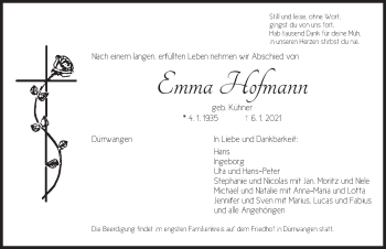 Traueranzeige von Emma Hofmann von Dinkelsbühl/ Feuchtwangen