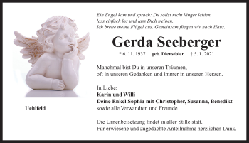 Traueranzeige von Gerda Seeberger von Neustadt/ Scheinfeld/ Uffenheim