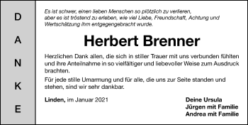 Traueranzeige von Herbert Brenner von Neustadt/ Scheinfeld/ Uffenheim