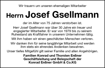 Traueranzeige von Josef Gsellmann von Neustadt/ Scheinfeld/ Uffenheim