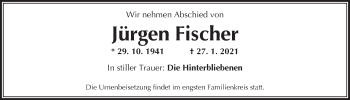 Traueranzeige von Jürgen Fischer von Ansbach