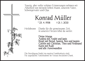 Traueranzeige von Konrad Müller von Ansbach