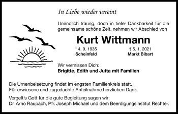 Traueranzeige von Kurt Wittmann von Neustadt/ Scheinfeld/ Uffenheim