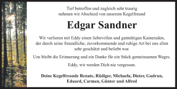 Traueranzeige von Edgar Sandner von Neustadt/ Scheinfeld/ Uffenheim