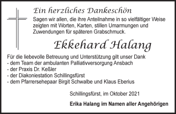 Traueranzeige von Ekkehard Halang von Rothenburg