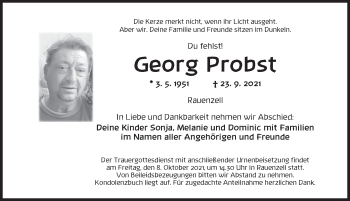 Traueranzeige von Georg Probst von Ansbach