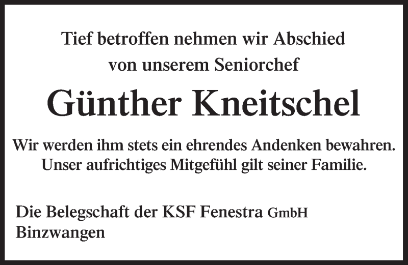  Traueranzeige für Günther Kneitschel vom 16.10.2021 aus Ansbach