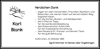 Traueranzeige von Karl Blank von Dinkelsbühl/ Feuchtwangen