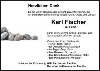 Traueranzeige von Karl Fischer von Dinkelsbühl/ Feuchtwangen