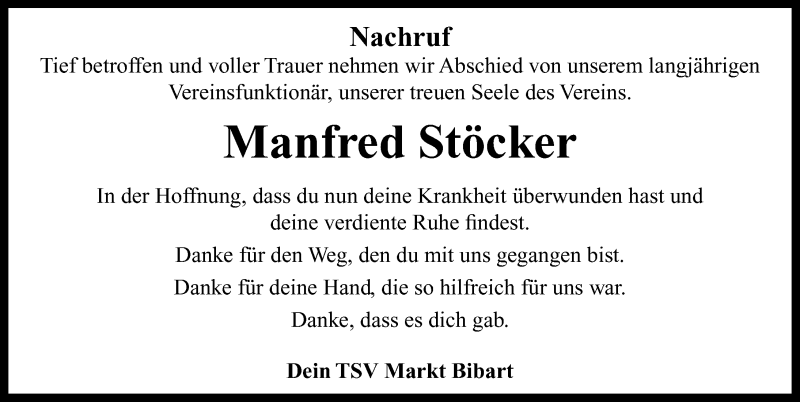  Traueranzeige für Manfred Stöcker vom 16.10.2021 aus Neustadt/ Scheinfeld/ Uffenheim